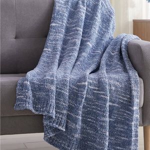 Tahari Home Mason Blue Chenille Throw